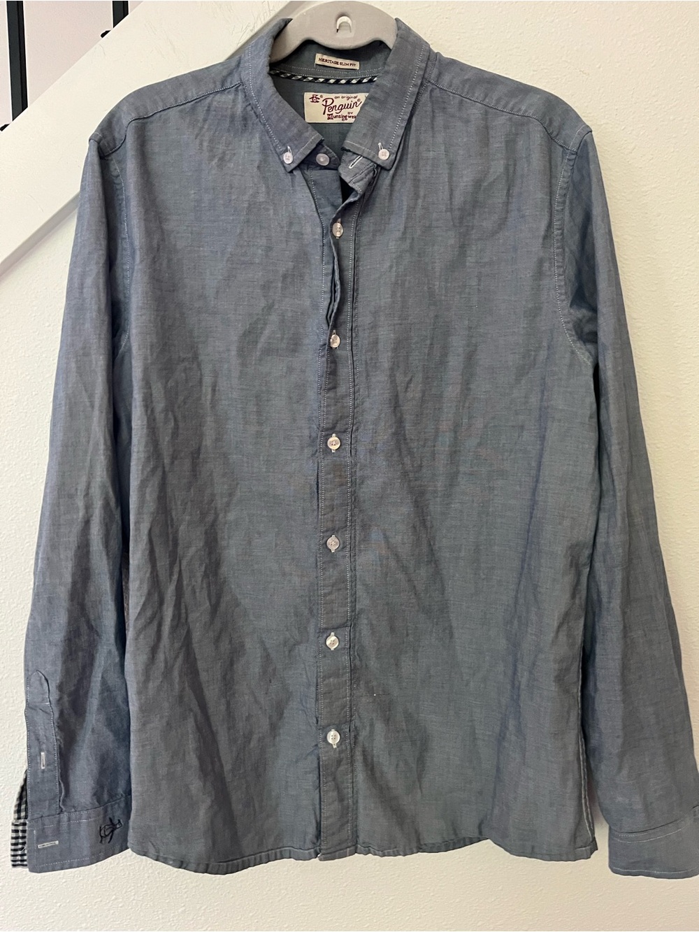 Original Penguin Men's Blue Chambray Button-Down Shirt
